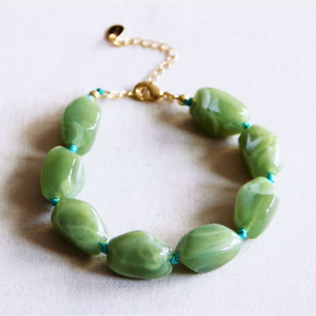 Beaded bracelet 'nugget' large - green
