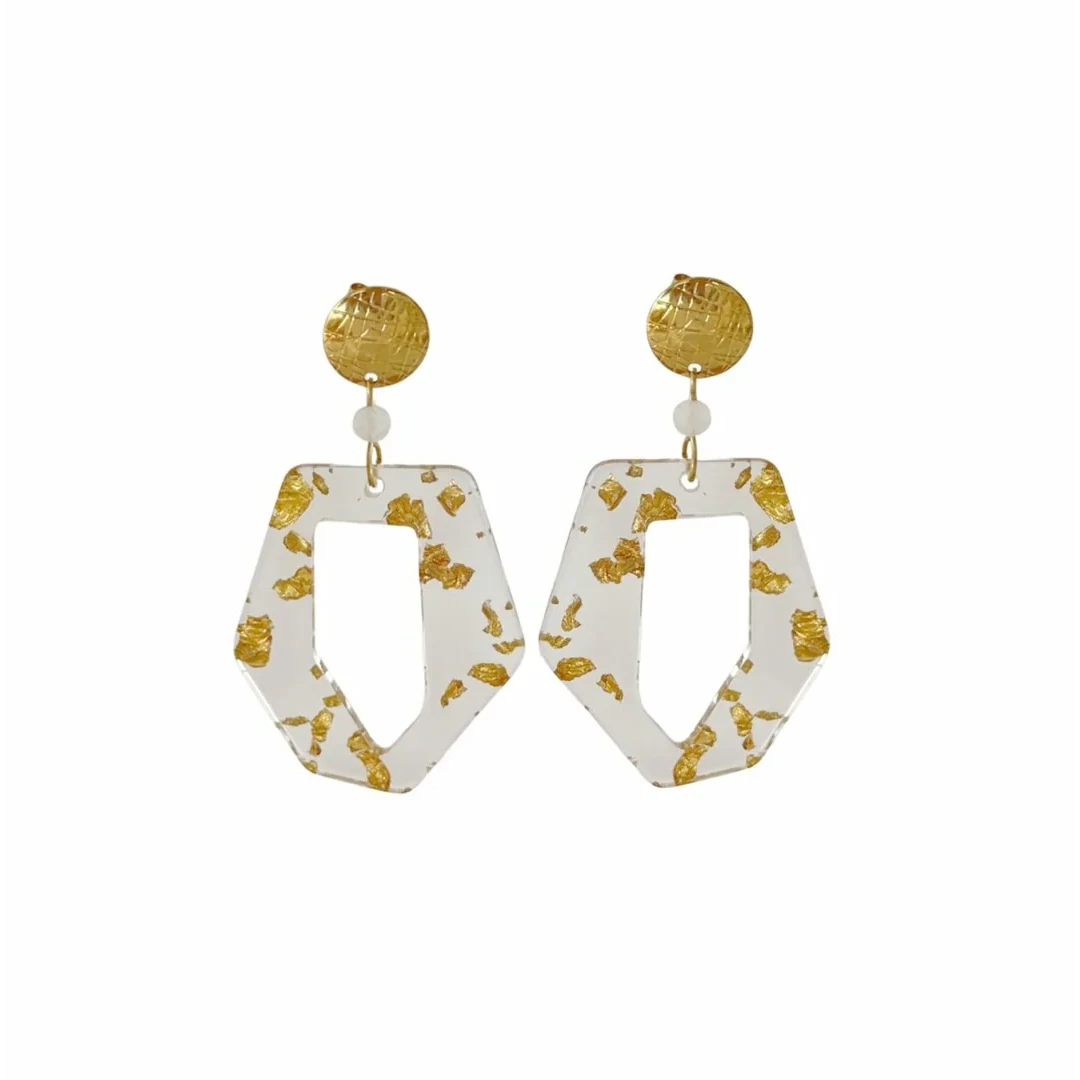 Moonstone Abstract Earrings - Gold
