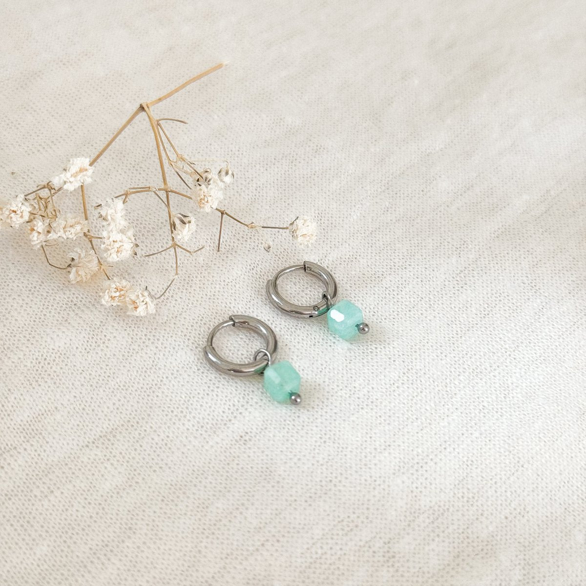 Amazonite Kubus Earrings - Silver