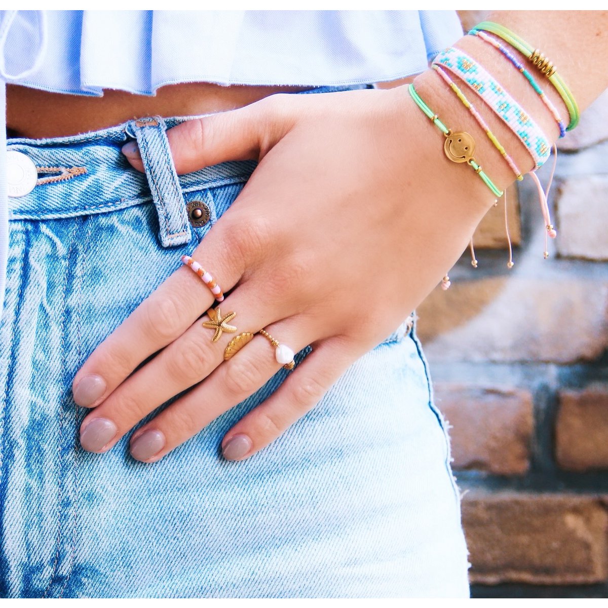 Stainless steel minimalist braided ring - gold