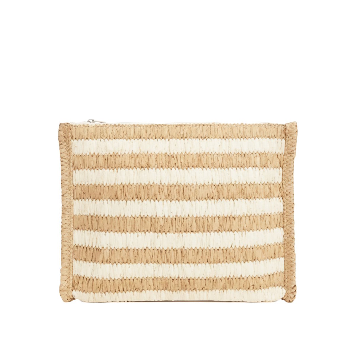 Beige striped clutch