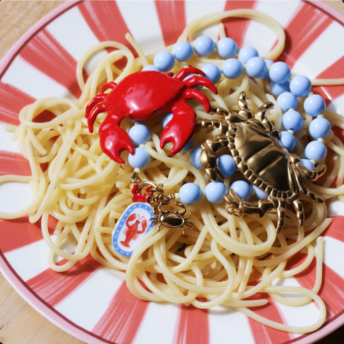 Crab charm - gold (pendant for XL beaded necklace)