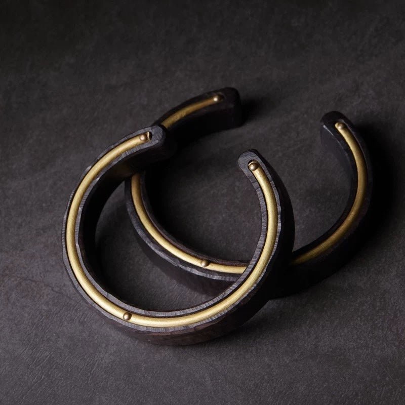 Black Sandal Wood Bronze Line Bangle-Unisex