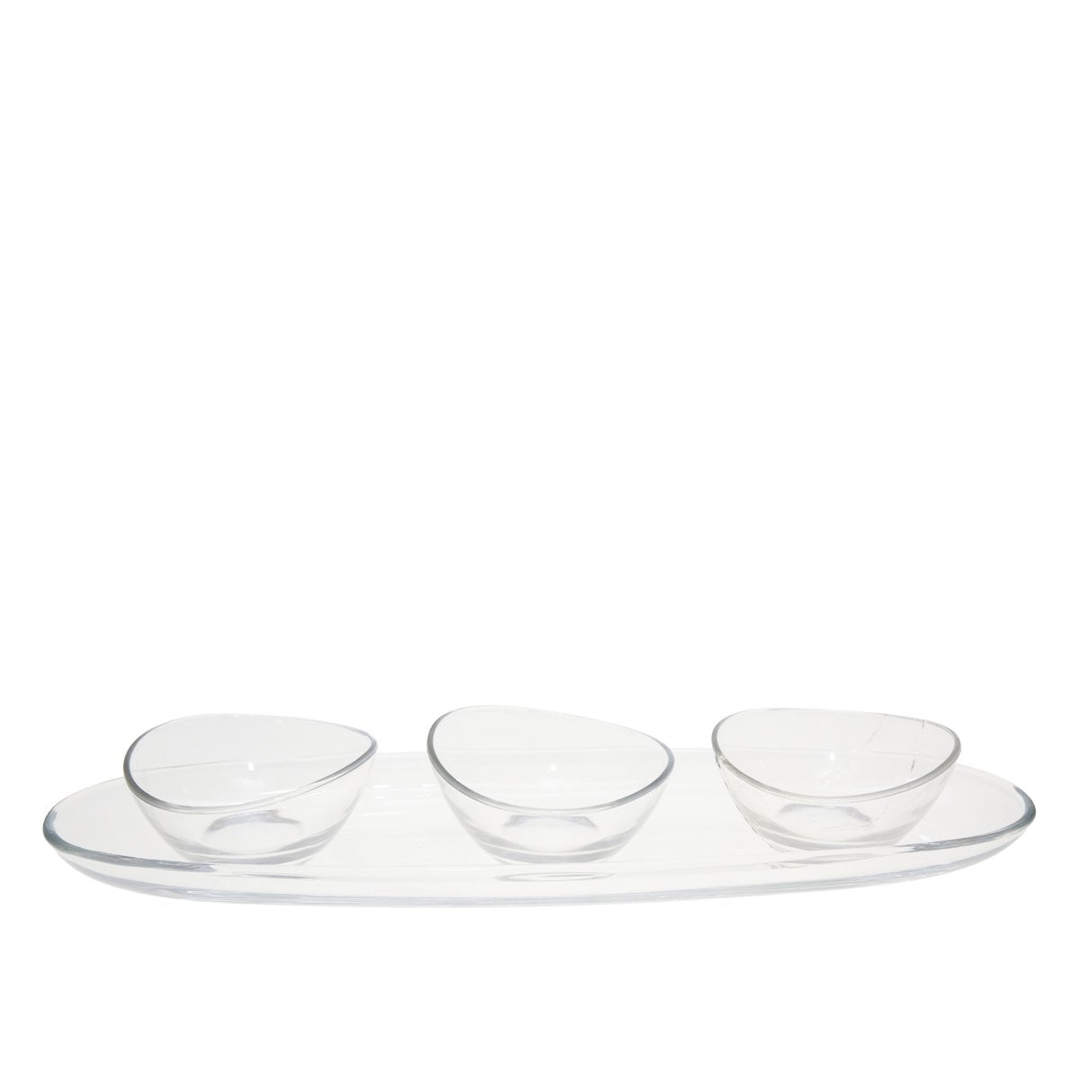 Aperitif set of 3 cups on transparent plateau 50cm