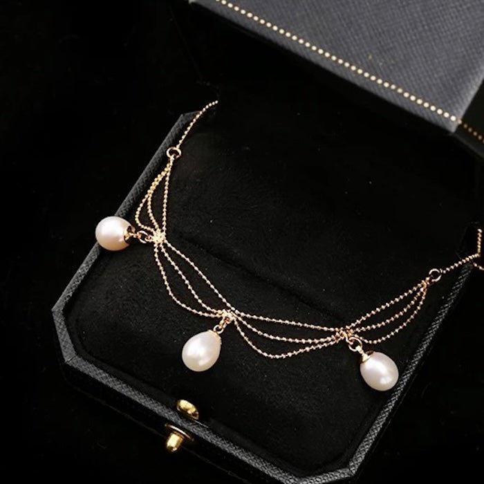 Lace Style Necklace with Genuine Freshwater Pearls