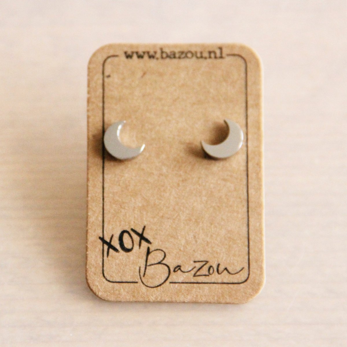 OS423 - Stainless steel ear studs moon - silver