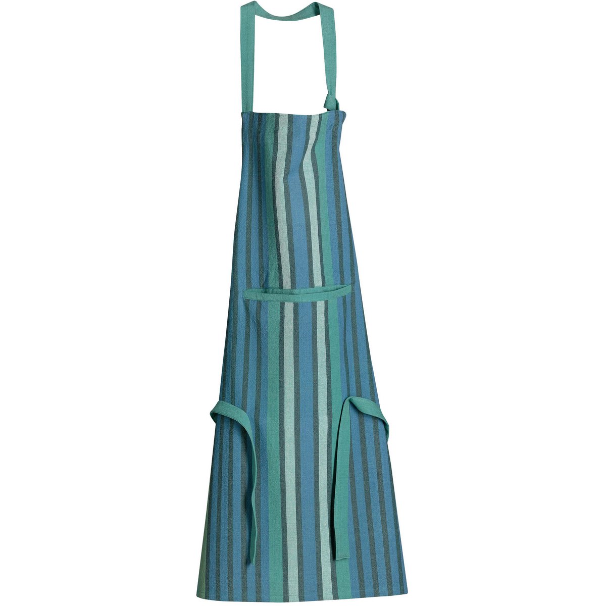Yuna recycled kitchen apron with peacock pocket 72 x 85