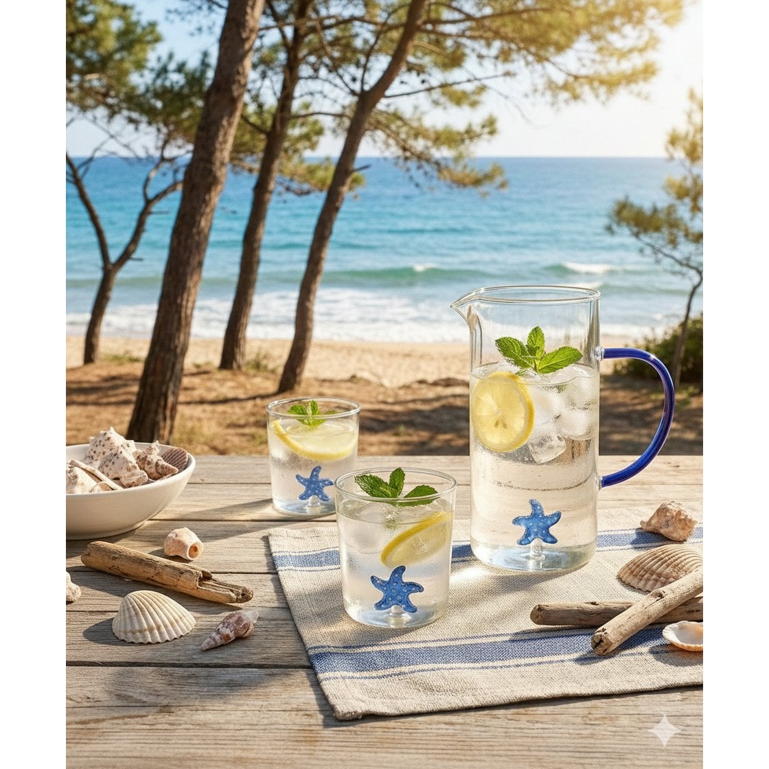 Starfish pitcher blue handle 1.5L