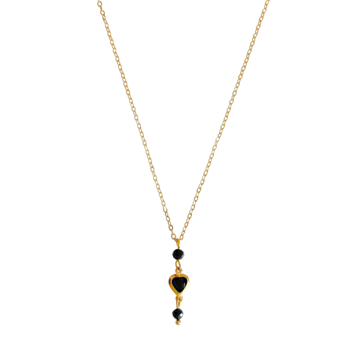 Crystal Heart & Tourmaline Necklace - Gold