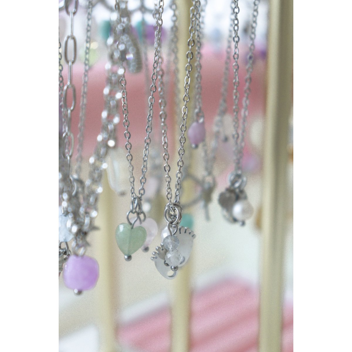 Baby Feet Loving Beginning Necklace - Silver