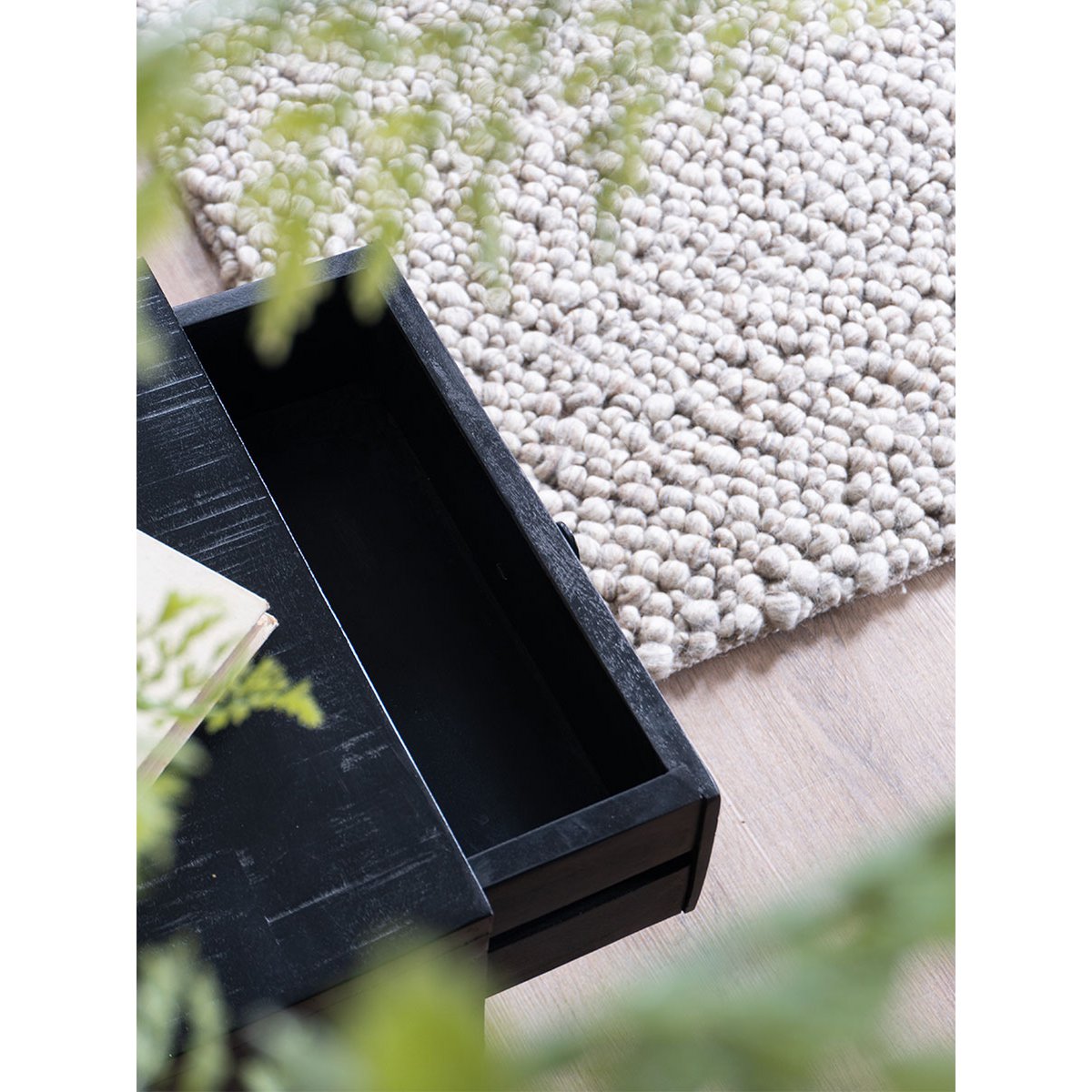 Bedside table Dries Black Mango Wood