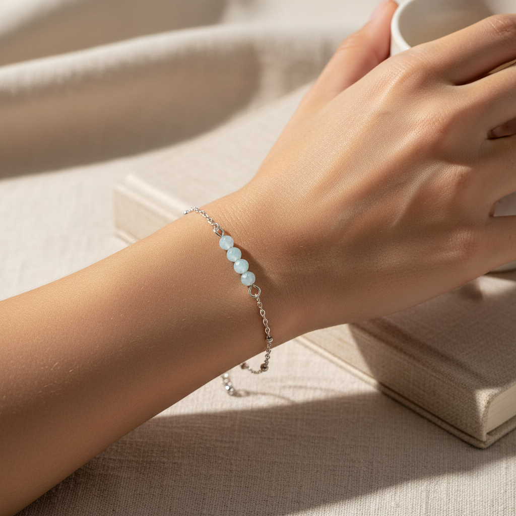 Bracelet Aquamarijn Facet - Silver