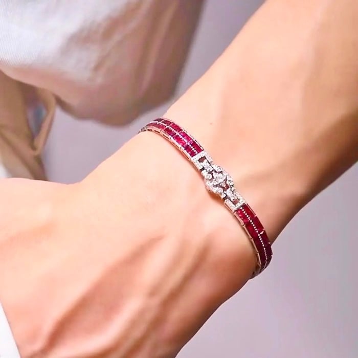 Elegant Ruby Line Adjustable Bracelet