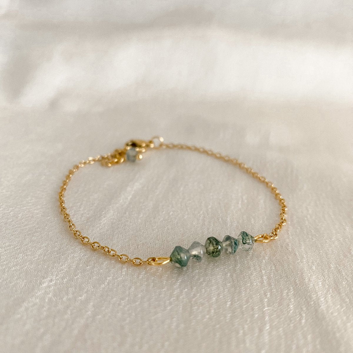 Moss Agate Bracelet - Gold