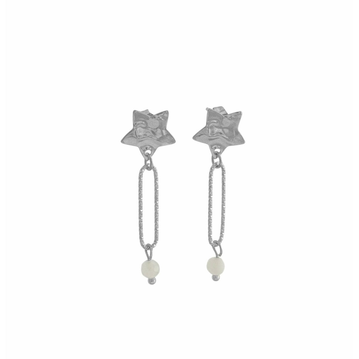 Star & Moonstone Earrings - Silver