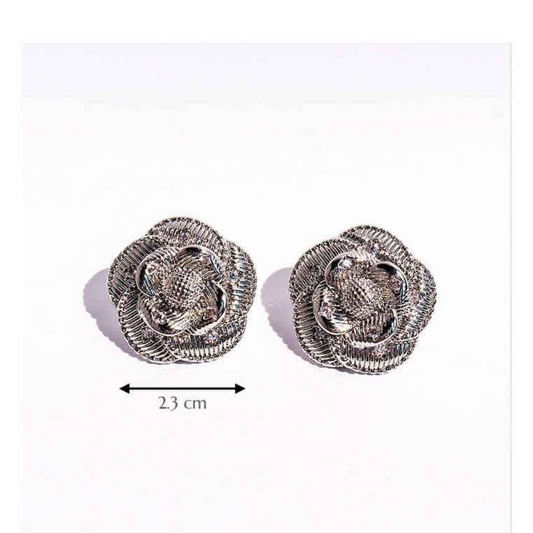 Sophisticated Silver Camellia Necklace and Earrings Set