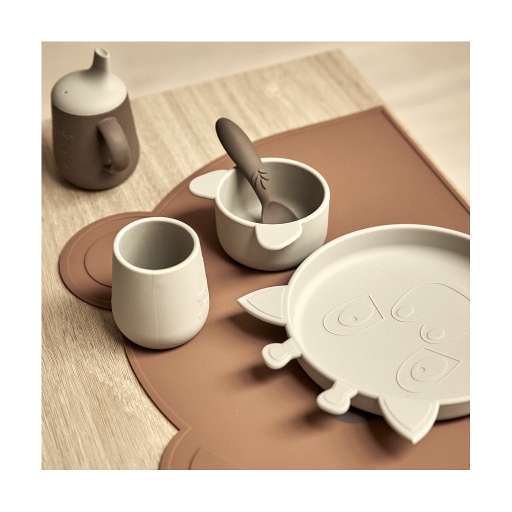 Lykke silicone dinner set 4-pack Giraf-Cobblestone