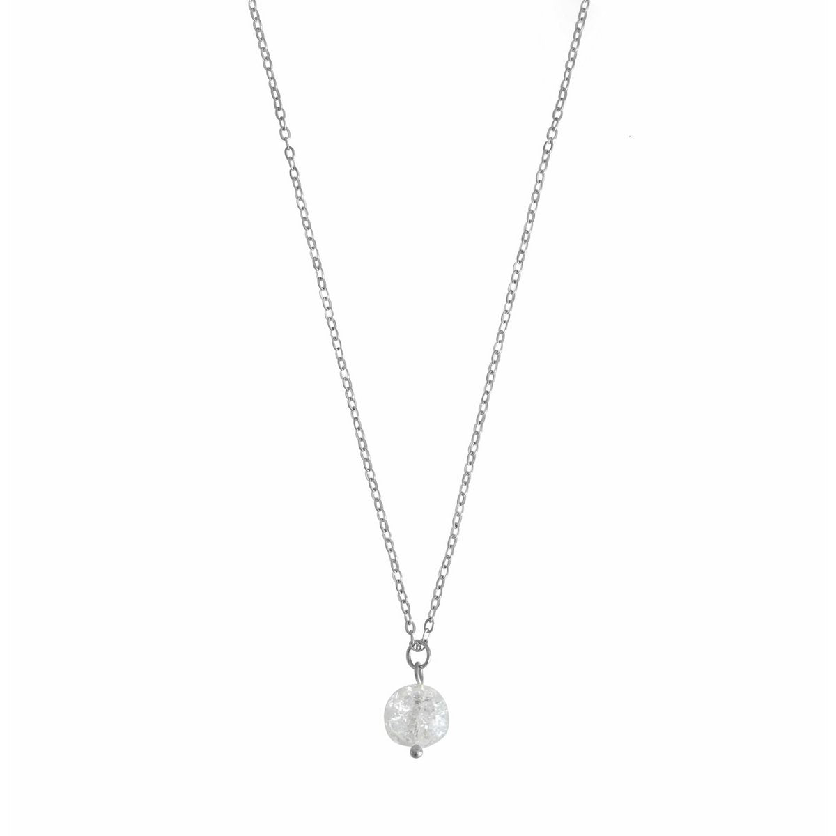 Cracked Rock Crystal Necklace - Silver