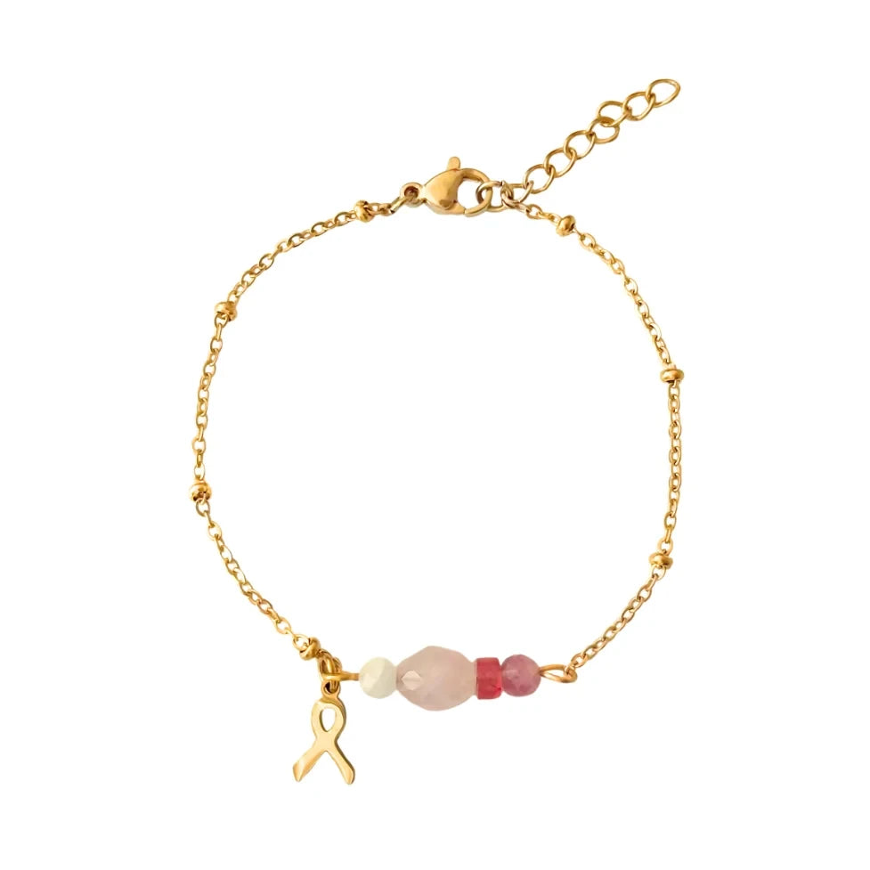 Gemstone Bracelet – Gold – For Pink Ribbon🎗️