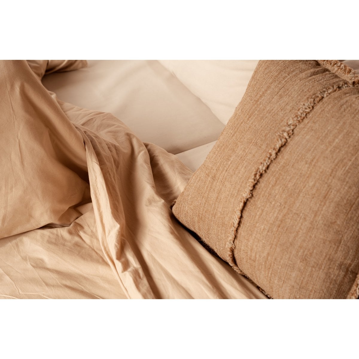 The Sahara Fringe Cushion Cover - Natural Brown - 50x50