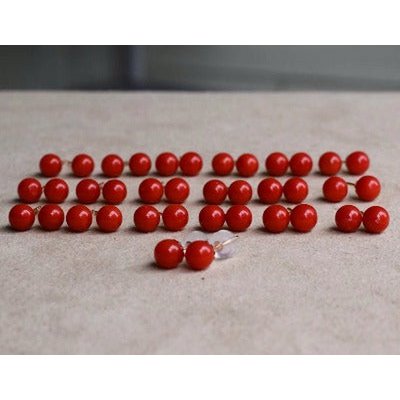 Timeless Red Coral Ball Ear Studs-18K Gold