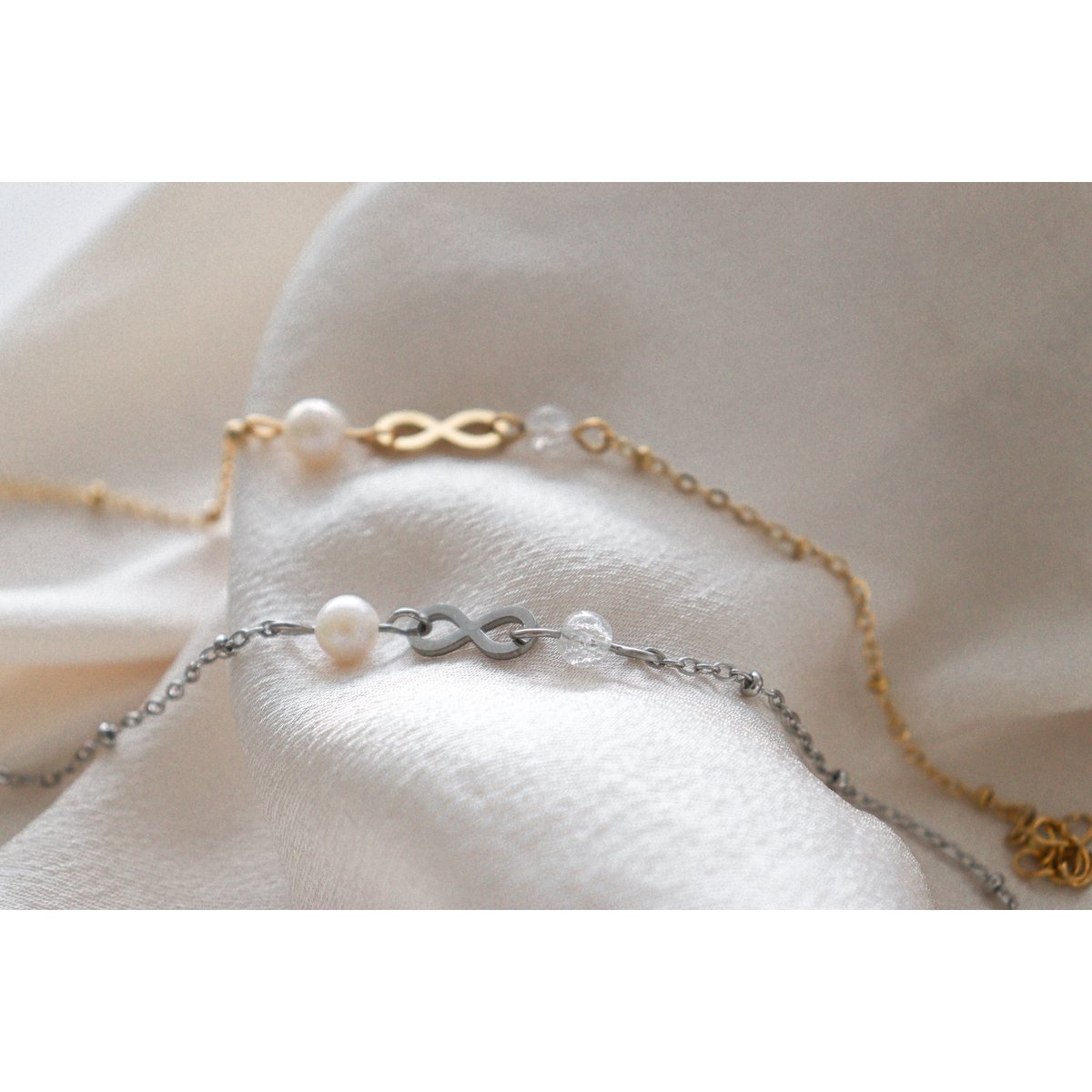 Infinity & Parel Armband - Zilver