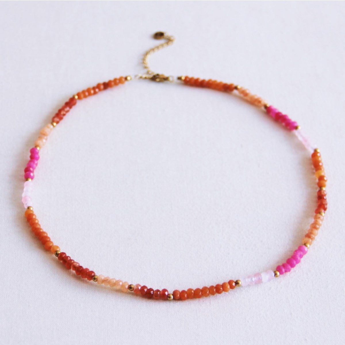 Faceted necklace - coral/pink/orange