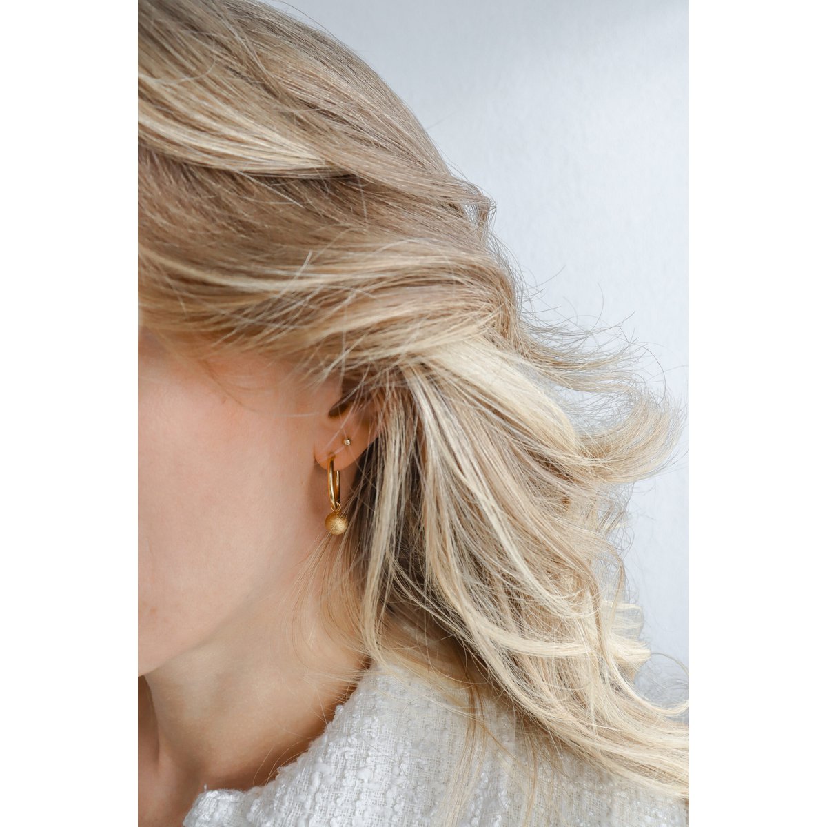 Frosted Ball Earrings - Gold