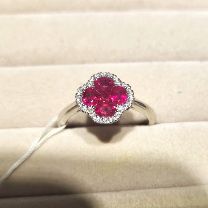 Vivid Ruby Flower Jewelry Set