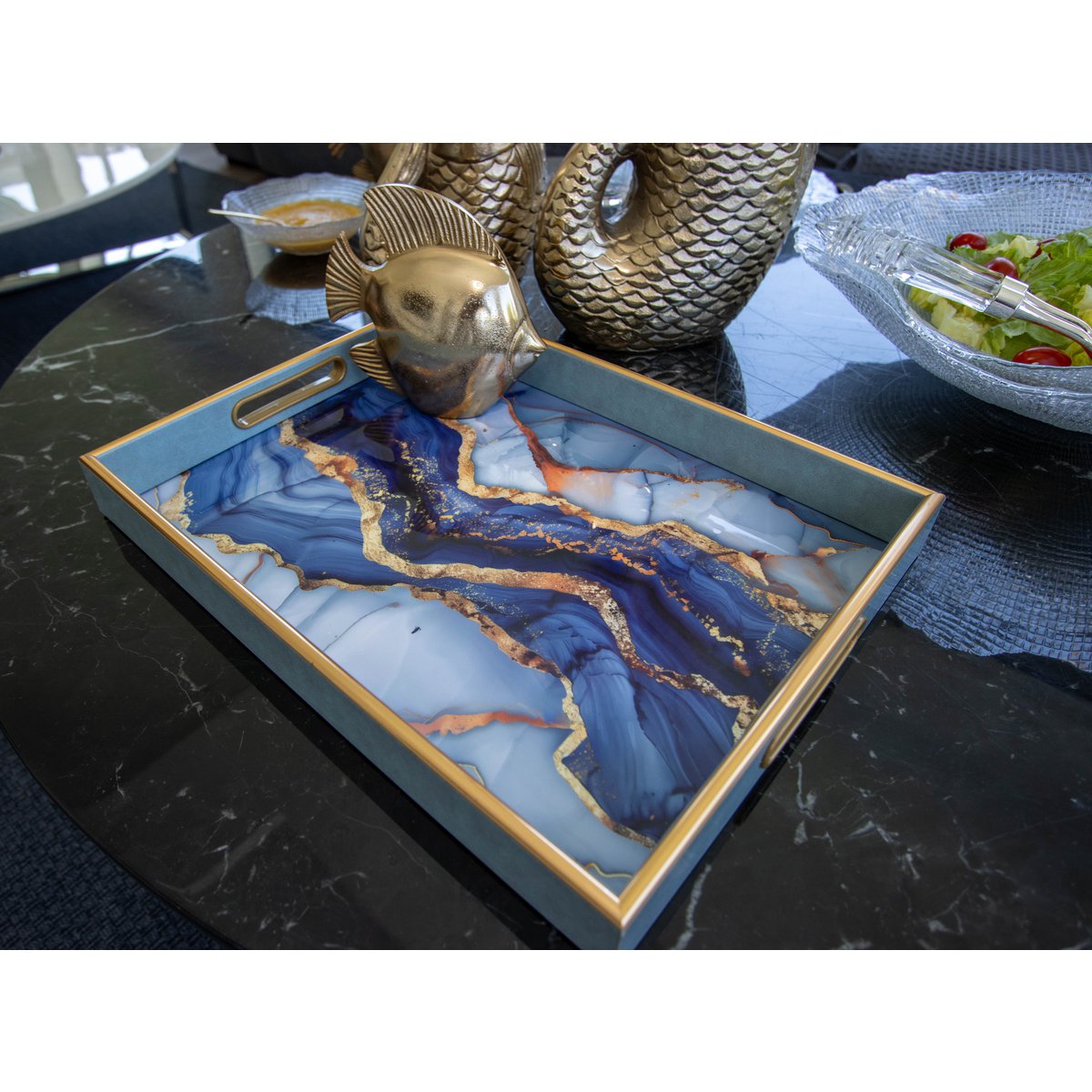 Rectangular blue watercolor tray 40x30x4.5cm