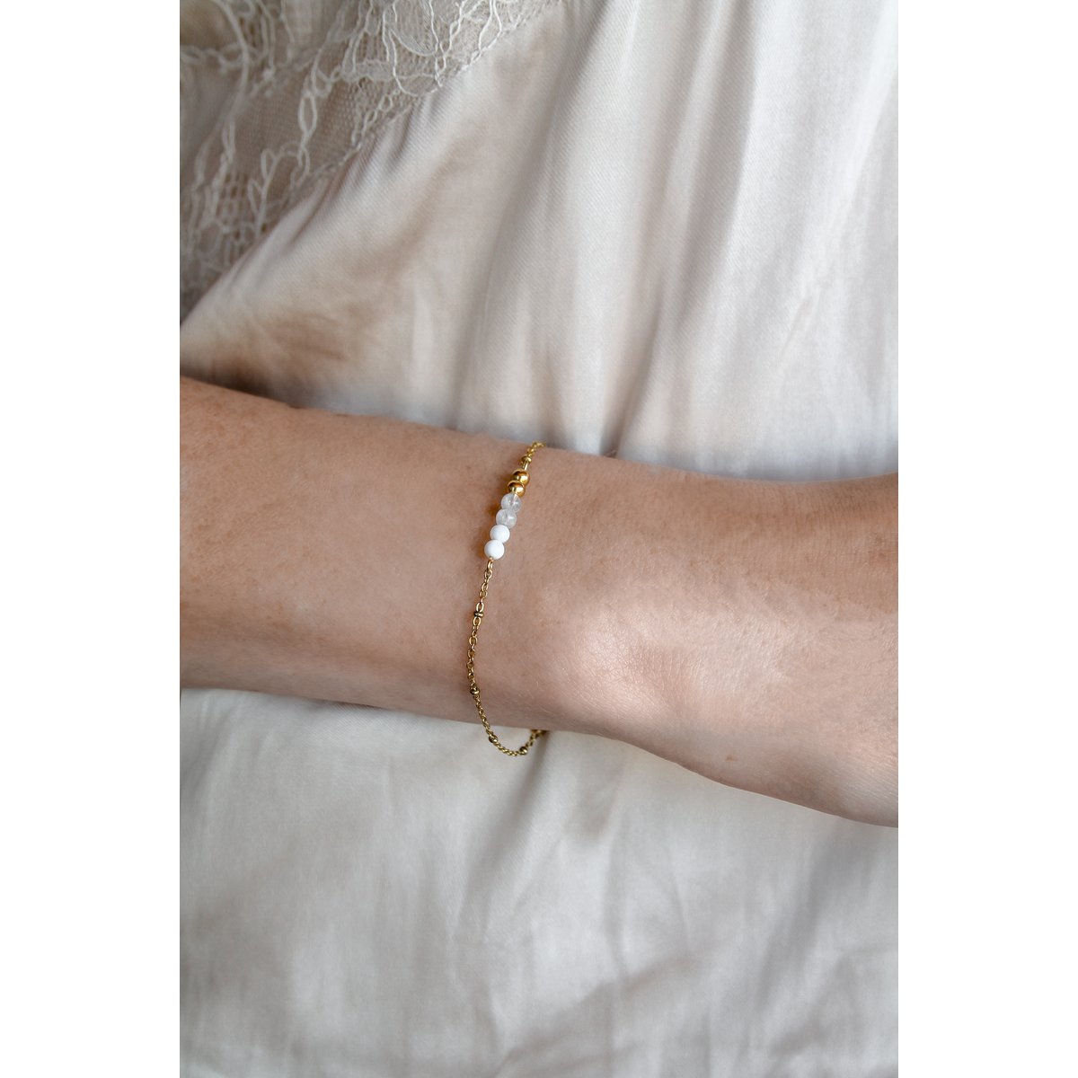 Bracelet Moonstone & Star - Gold