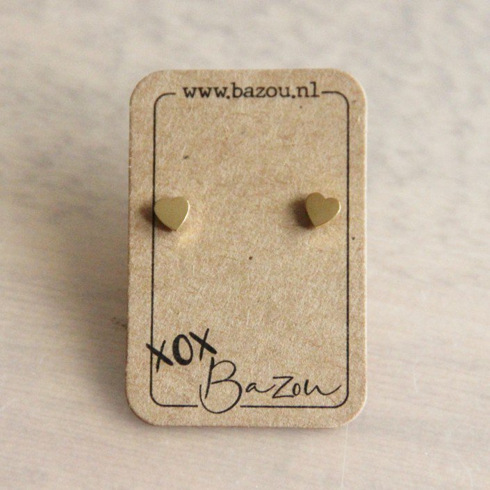 OS430 - Stainless steel ear studs heart - gold