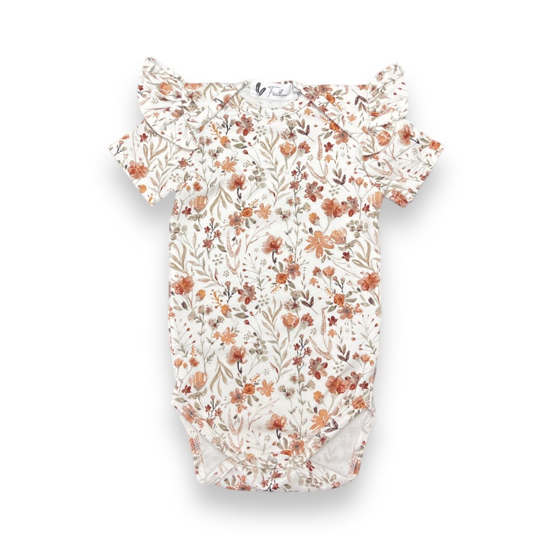 Romper short sleeve ruffle water flower
