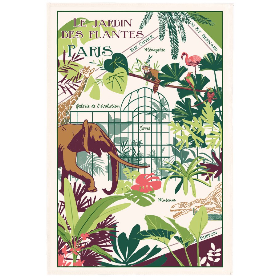 Tea towel Jardin Des Plantes Ecru 48 x 72