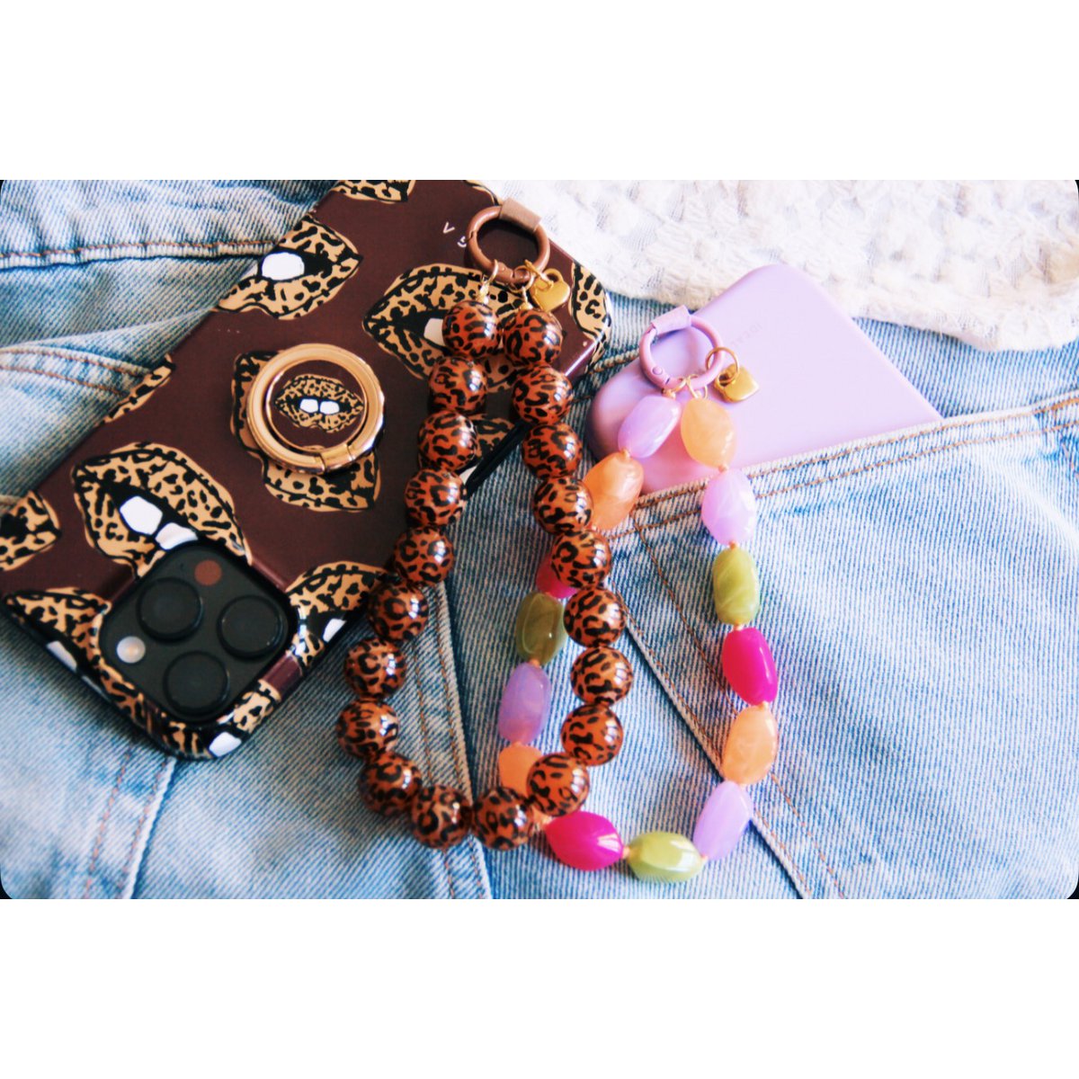 Phone cord beads XXL - leopard