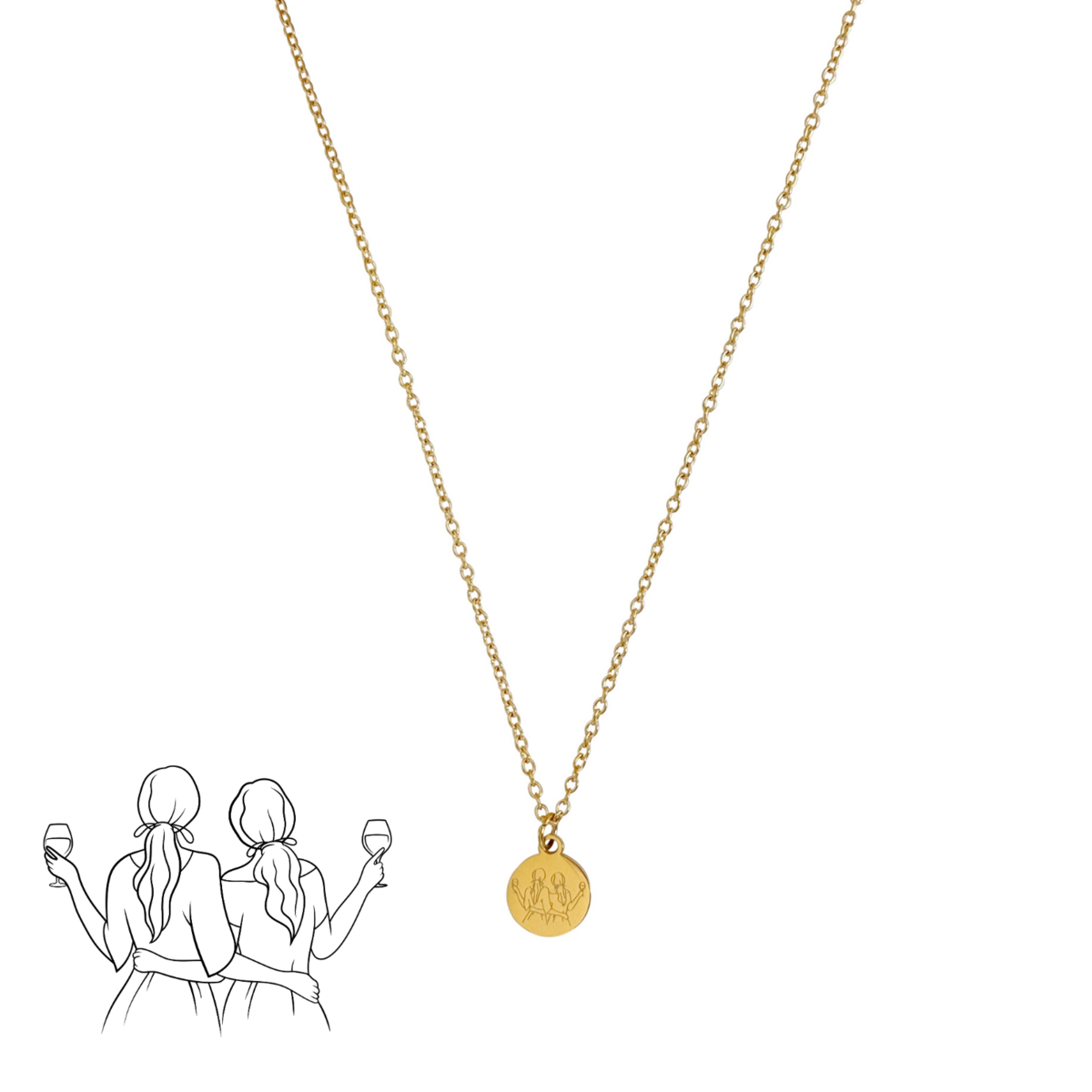 Girlfriends & Wines Necklace – Gold