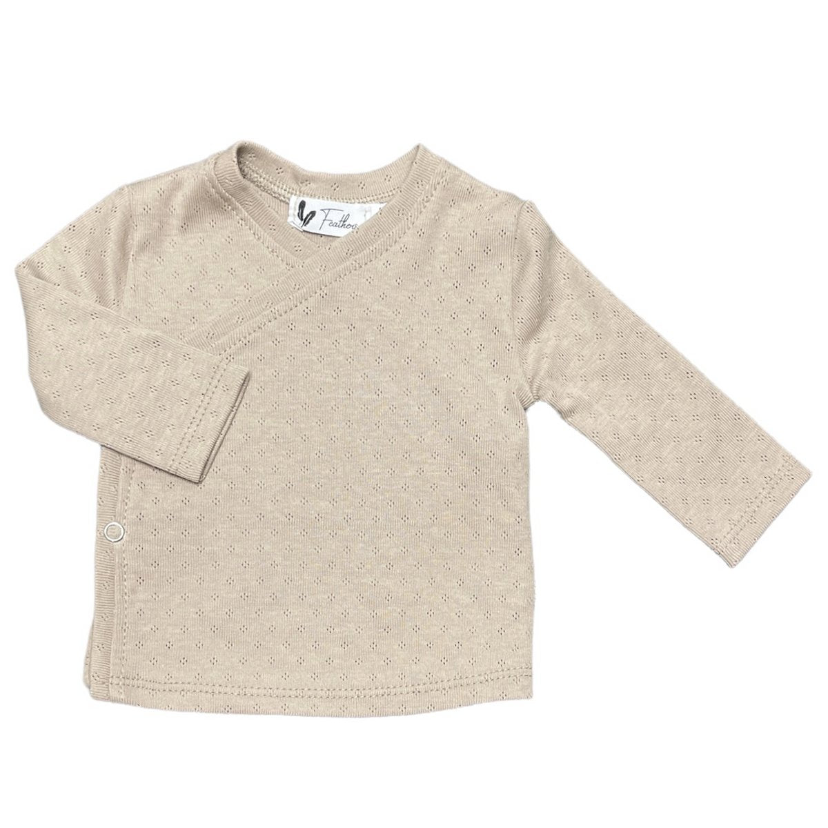 Wrap shirt pointelle dark beige