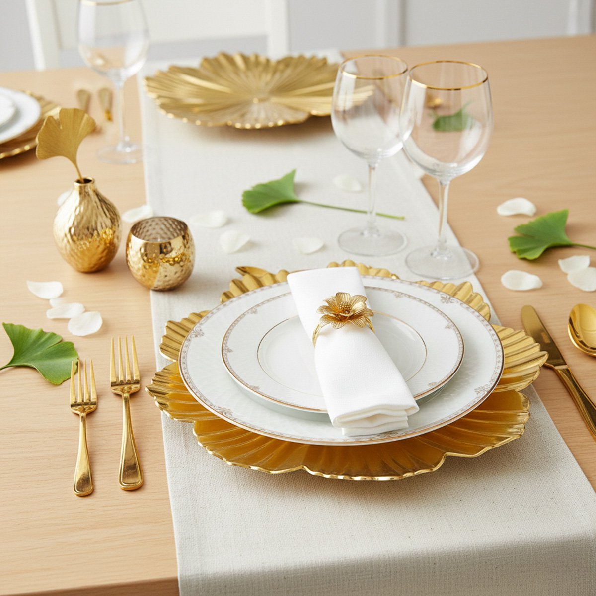 Gold flower-shaped trivet