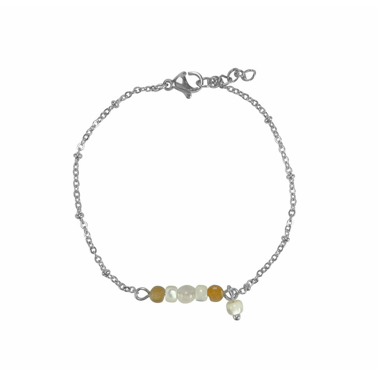 Bracelet Sunstone, Jade & Shell - Silver