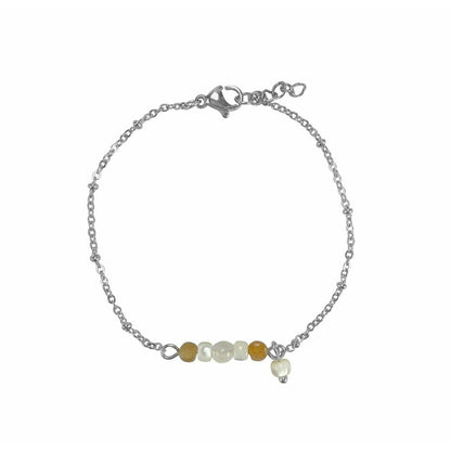 Bracelet Sunstone, Jade & Shell - Silver