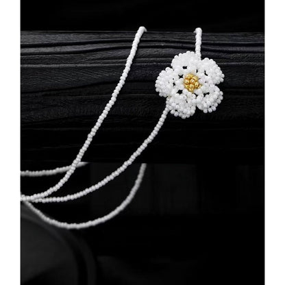 Handmade Daisy Beaded Necklace & Earrings Set