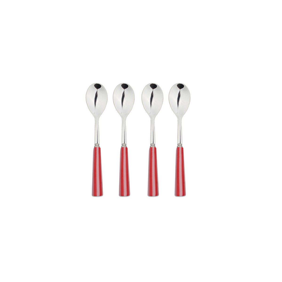 Red striped tea spoons - set of 4