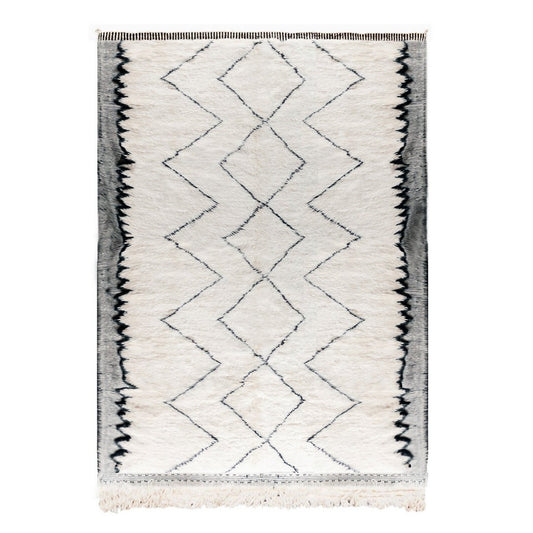 Tapis berbere authentique marocain laine noir blanc Riad