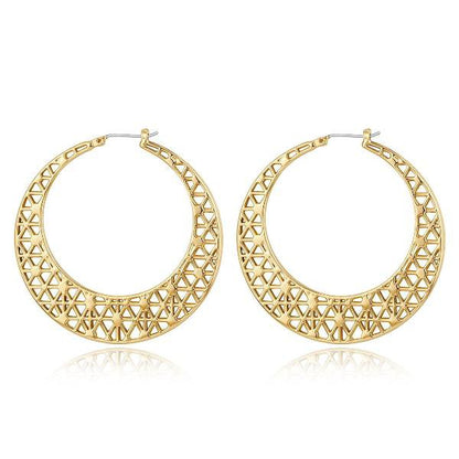 Moon Net - Oversized Golden Hoop Earrings