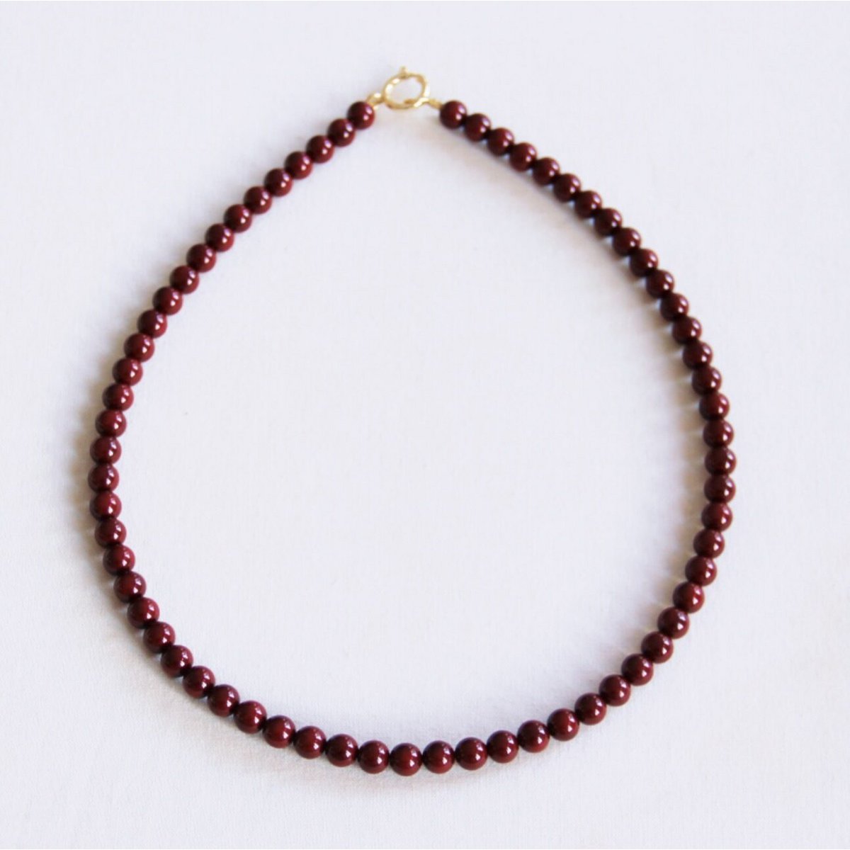 Natural stone bead necklace 'SMALL' - burgundy