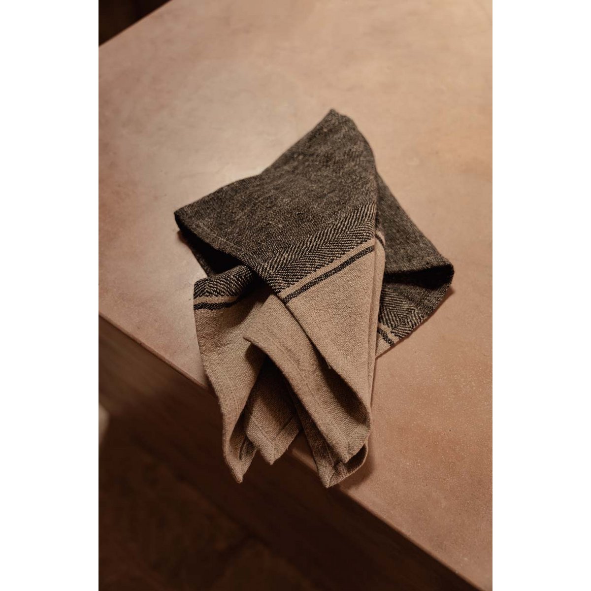 The Linen Dash Kitchen Towel - Natural Black - 50x70