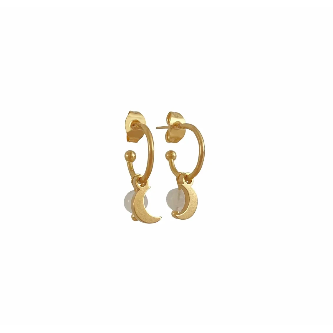 Earrings Moon & Moonstone - Gold