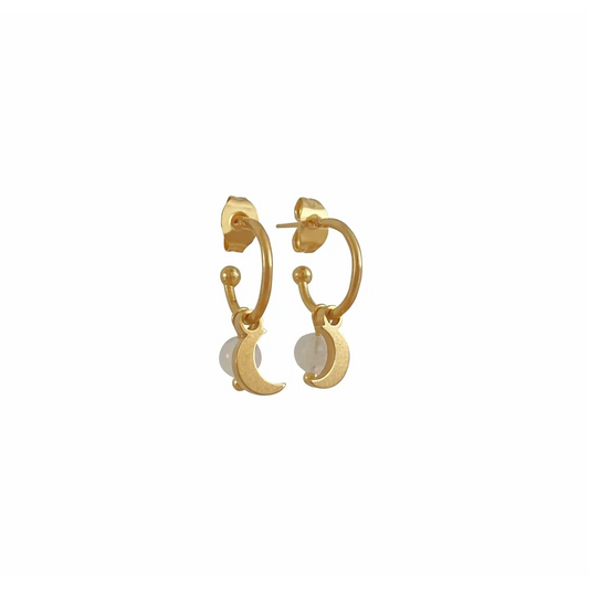 Earrings Moon & Moonstone - Gold