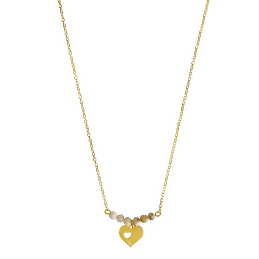 Necklace Heart & Zebra Feldspar - Gold