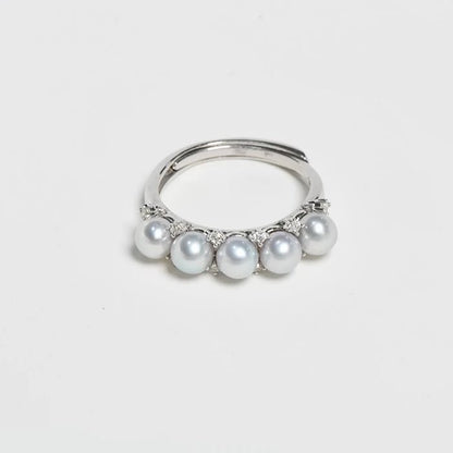 Freshwater Pearl Flower Crown Rings-Adjustable